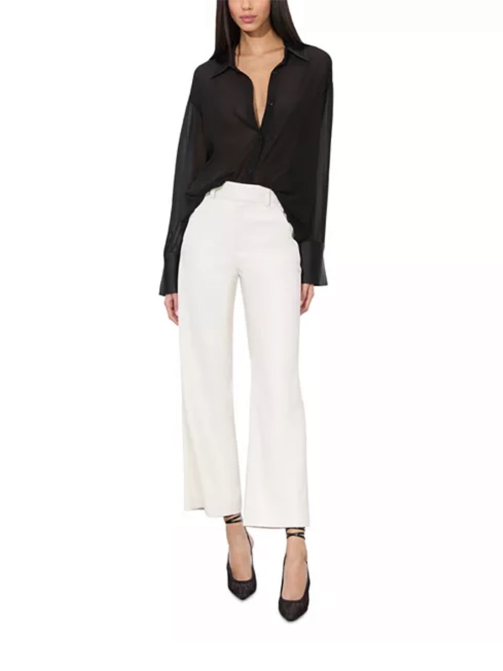 Alice + Olivia “Alexander” Faux Leather High Rise Slim Straight Ankle Trousers